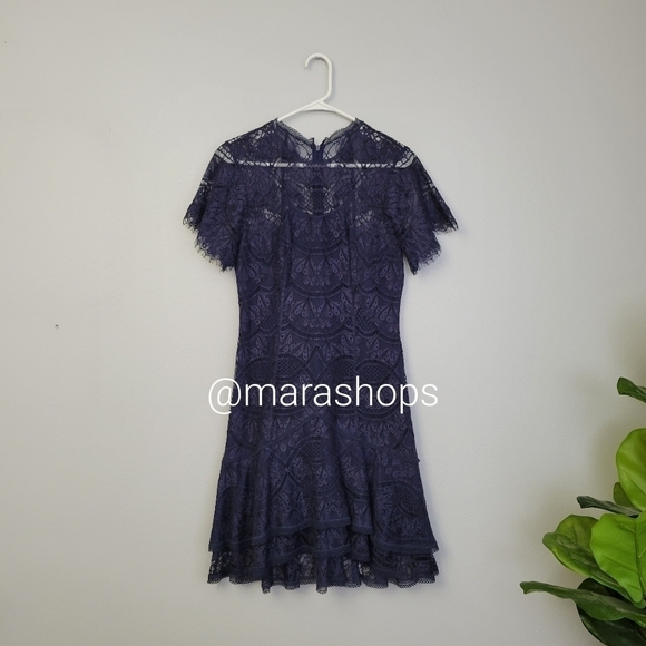 Jonathan Simkhai Navy Flutter Lace Mini Dress - Picture 3 of 6